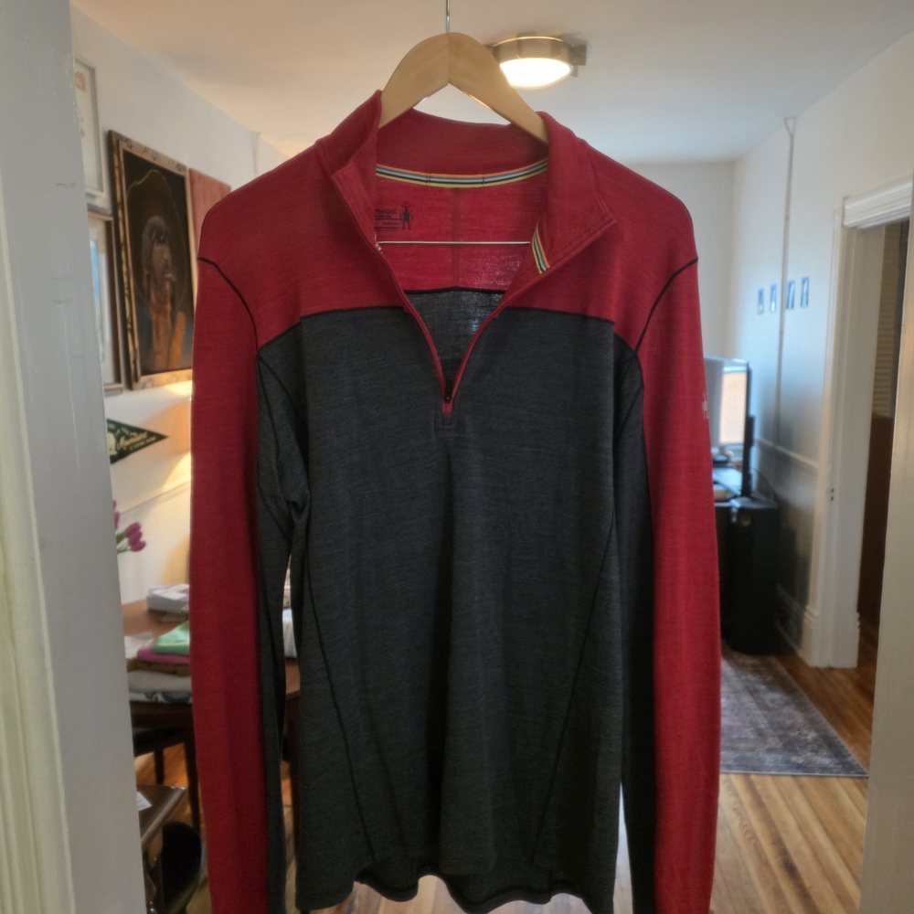 Smartwool Men's Zip-Up Sweater in Red and Gray